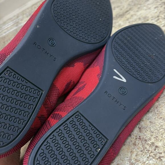 Rothy's Red and Black Patterned pointed toe casual Flat shoes - Picture 5 of 6